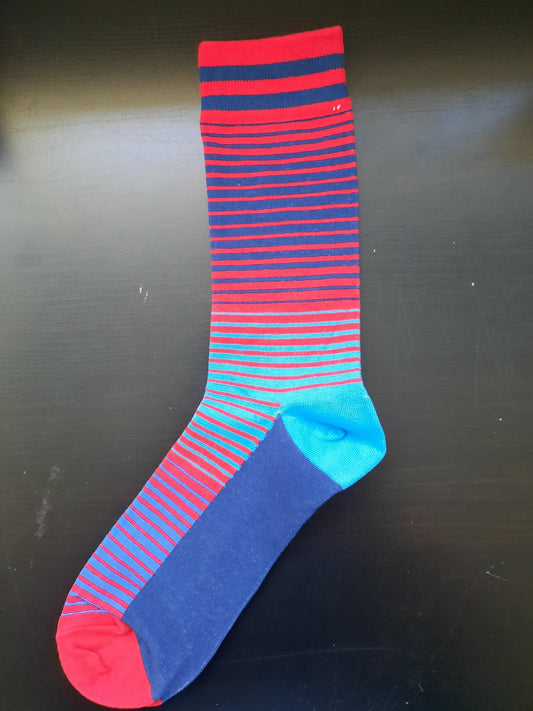 Blue and red Stripes Socks - Red top