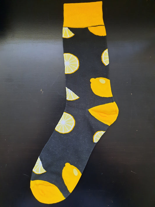 Black socks with yellow lemons - yellow top - Fruit