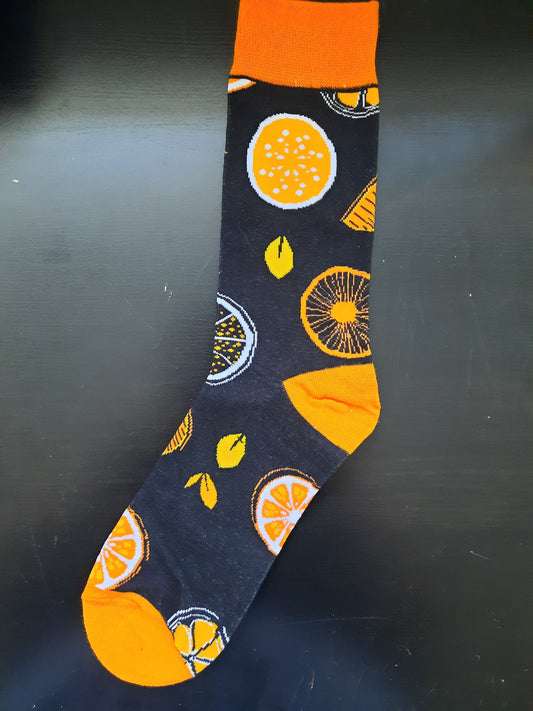 Black socks with orange wedges - Orange Top -  Fruit