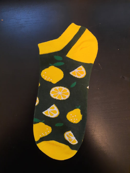 Ankle Socks - Green sock with lemon wedges