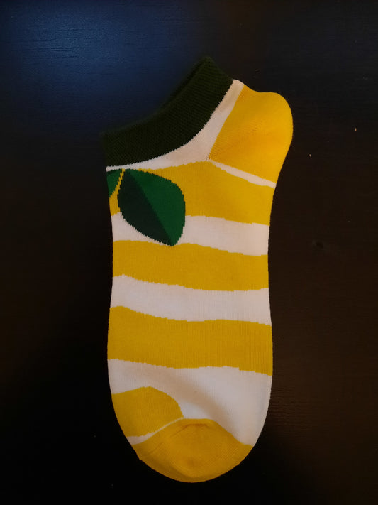 Ankle Socks - Yellow and white lemon socks