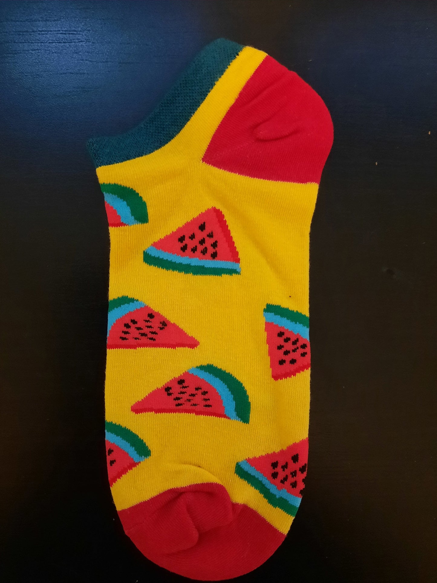 Ankle Socks - Yellow socks with red watermelon slices