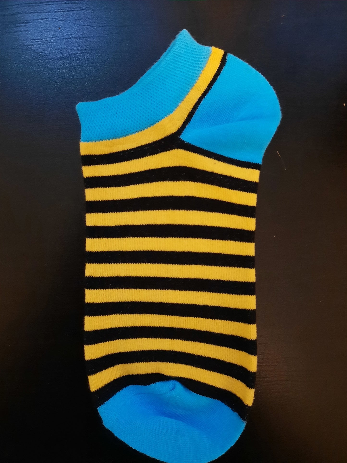 Ankle Sock - Blue, black and yellow Stripes