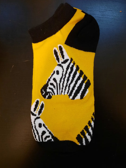 Ankle Socks - Yellow socks with zebras