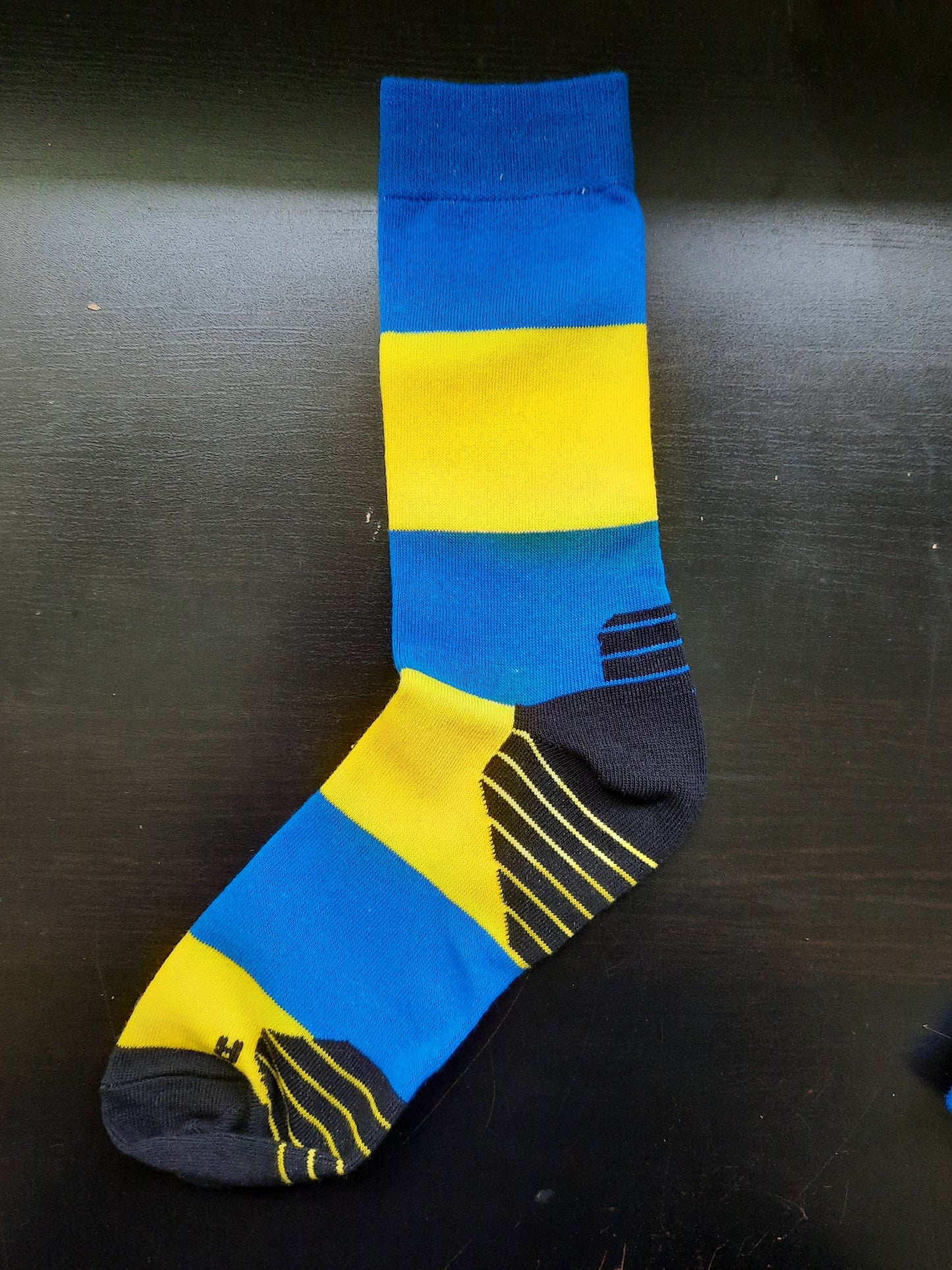 Blue and Yellow large box striped socks