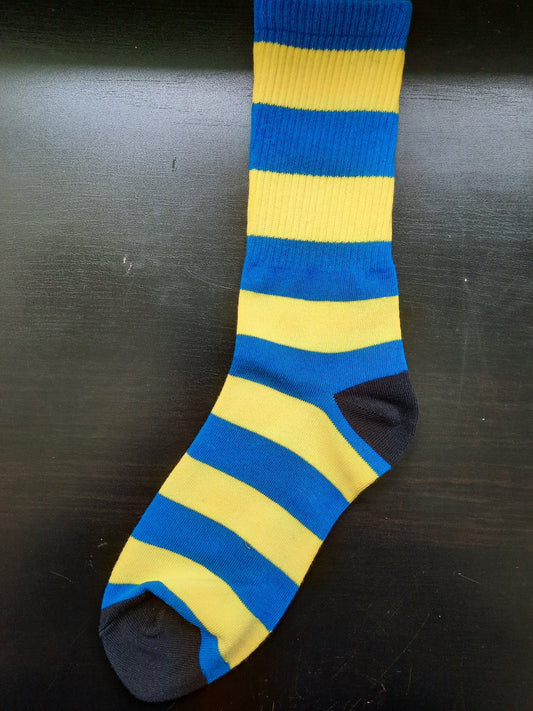 Blue and Yellow Striped Socks