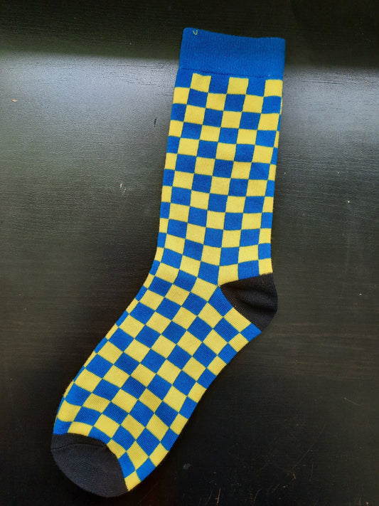 Blue and Yellow diamond socks