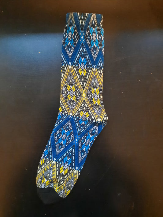 Blue and Yellow Funky Design Socks