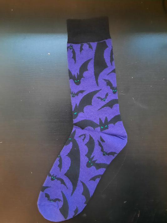 Bats with green eyes - purple socks