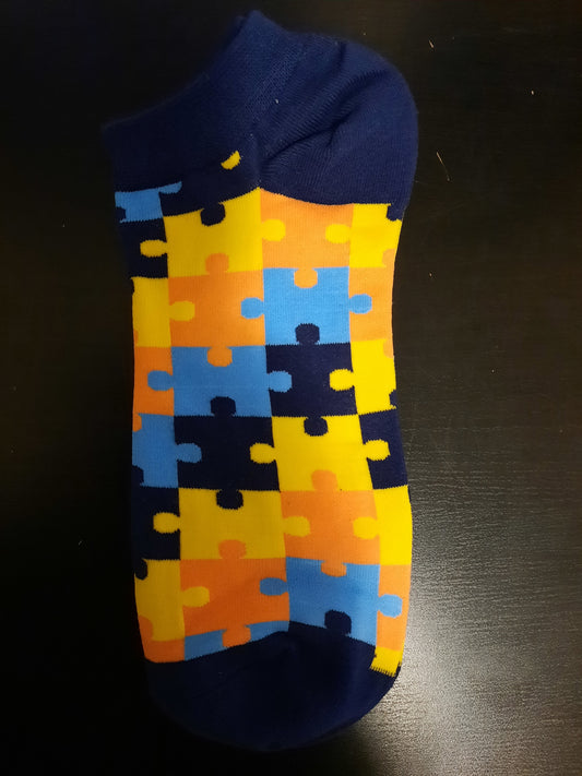 Blue Puzzle Pieces - Ankle Sock