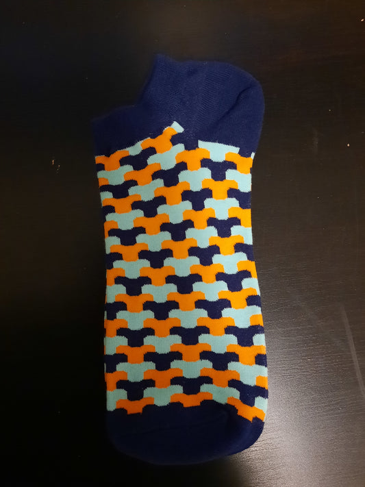 Dark blue, orange and light blue - Ankle Socks