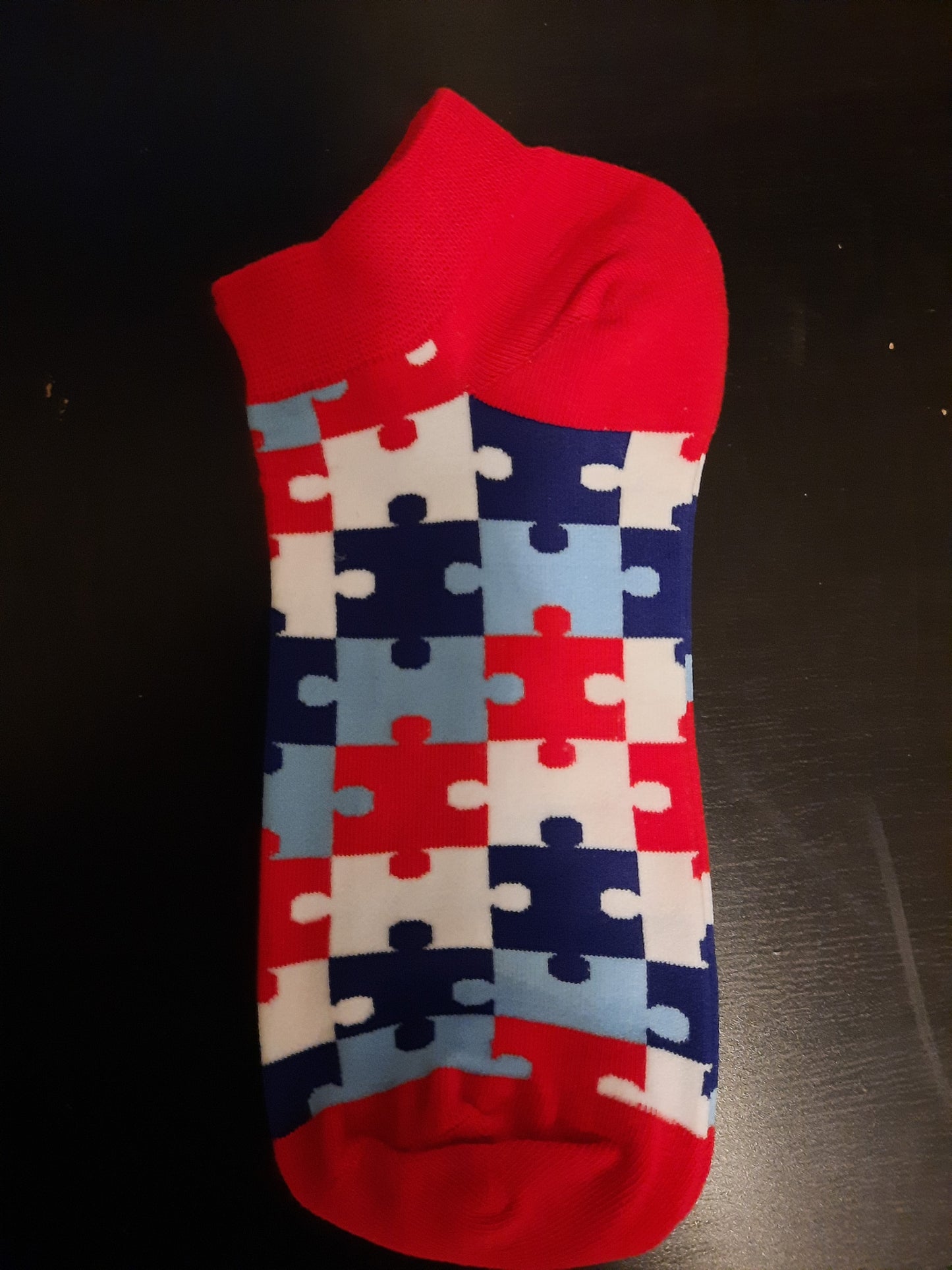 Red Puzzle Piece  - Ankle Socks