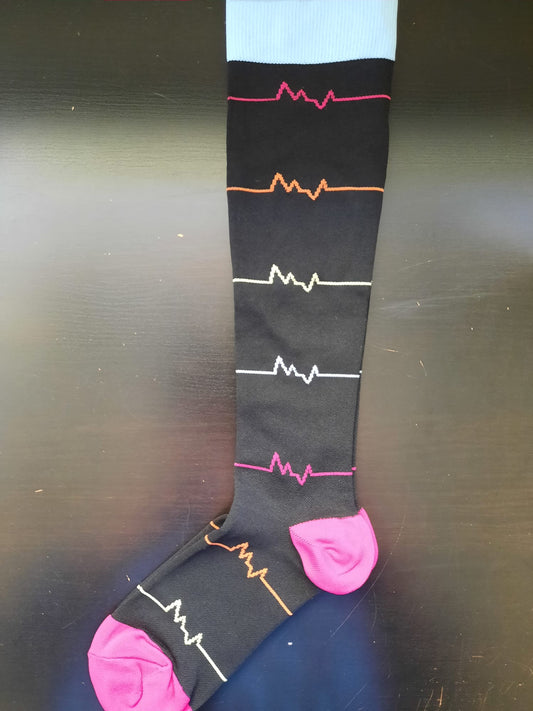 Compression Socks - Black - Heart Beats