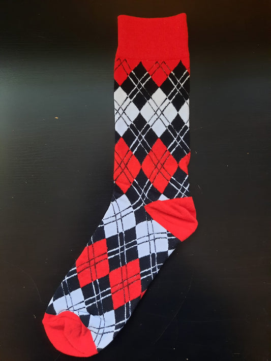 Red and Black Argyle Socks